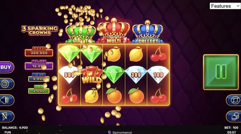3 Sparking Crowns ganancia con Wild
